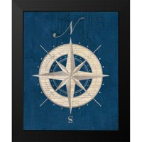Appleman, Sam Crni moderni uokvireni muzej umjetnički print pod nazivom - Kompas ruža obalna plava
