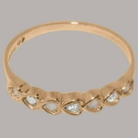 Britanci napravio je 10k ružični zlatni prsten sa kubnim cirkonijom i prirodnim opalnim ženskim prstenom - Opcije veličine - veličine 7.25