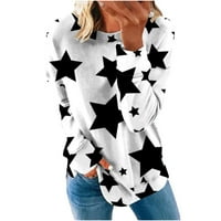 Zkozptok ženske dukseve Crewneck Dugi rukav pulover Ležerne prilike, bijeli, XXL