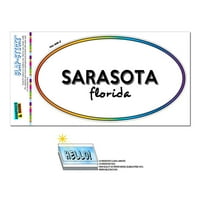 Sarasota, FL - Florida - Rainbow - Gradska država - Ovalno laminirano naljepnica