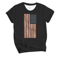 Košulje za žene Ljeto casual grafika 4. majica kratkih rukava Crewneck American Flag Print Basic Tees