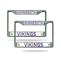 Minnesota Skol Vikings NFL Chrome Metal Licency Plate Frame Set