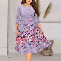 Djevojke Jesen Prodaja haljina Žena modni temperamentni cvijet od tiskanih rukava s dugim rukavima Crew