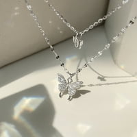 Sawvnm great poklon modni srebrni dvostruki leptir cirkon ogrlica od zlata nakita poklone veliki pokloni