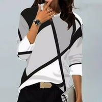 Bluze s rukavima plairani izložbeni vrhovi na vrhu Crew vrat moda za žene sivi xl