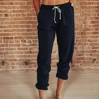 Zpanxa ženske ležerne hlače Čvrsto struk labav džep ravne duge hlače vježbaju aktivne hlače opuštene