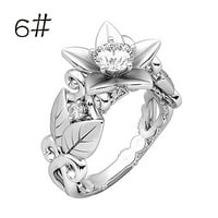 Xinqinghao Prekrasan ženski cvjetni prsten ruža Lucky Flower list dijamantski nakit poklon za prstenje a