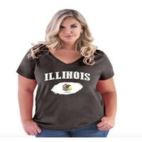 MMF - Ženska majica Plus veličine V-izrez, do veličine - Il Illinois zastava