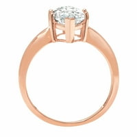 2. CT sjajan markizni sintetički bijeli safir 14k ružičasto zlato pasijans prsten sz 5.75