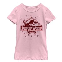Girl's Jurassic World Logo Glitch Code Graphic Tee Light Pink Veliki