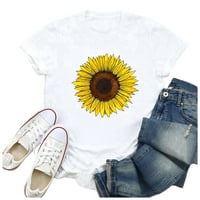Prodajne majice za žene okrugla vrat Ugodna bluza Casual Raglan majica s kratkim rukavima Sunflower