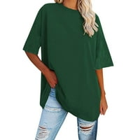 Ženske plus veličine T majice prevelike majice Ljetna kratkih rukava slobodne tankovine, zelena, s