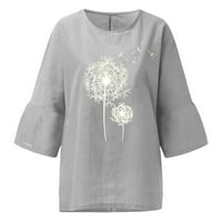 Košulje za žene Žene Ljeto pamučno posteljina Top Fashion Plus veličine Thirt Okrugli ovratnik Sredin