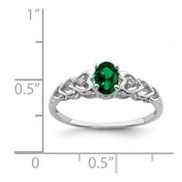 Bijeli sterling srebrni prsten gusjenica Majstor može se smaragd, laboratorija stvorila ovalni zeleni