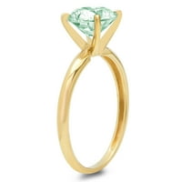 1. CT sjajan okrugli rez simulirani zeleni dijamant 14k žuti zlatni pasijans prsten sz 9