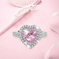 Bacc pribor za srčani ženski prsten za prsten puni zir-con dijamant ružičaste prstenje ružičaste 7