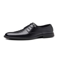 Muške kožne cipele Business Oxfords Formalna haljina Cipele Vjenčane lagane stanovi Radni čipka Crna