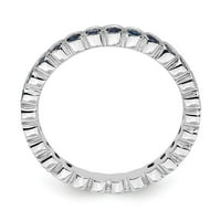 Bijeli sterling srebrni prsten za prstenter vječni safir, laboratorija stvorena okrugla plava