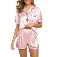 Daqian Plus Veličina Žene pidžama Weens Silk Satin pidžama Postavite dvodijelni salon za spavanje sa
