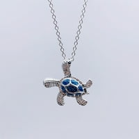 Heiheiup kornjača vatrom oceana plavi Opal Sea Nakit ugradni ogrlice Privjesci Ogrlice od srca Žene