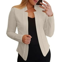 Outfmvch blezer jakne za žene Ležerne prilike otvorene prednje ovratnike Okrug kože Kardigan Office