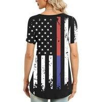 Tklpehg Ženska tunika Vrhunski američki zastava Striped Striped Print kratki rukav Sakrij trbuh Trgovina