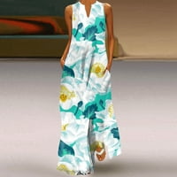 Žene Ljeto Maxi haljina dame casual slobodne maxi suknje bez rukava cvjetna elegantna print plaža Maxi