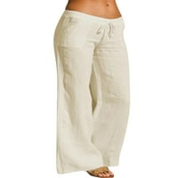 Ženske pantalone Beiwei Solidne boje Sportske hlače Džepovi bljeskalice PANT LANSSTRING LONG bež 5xl