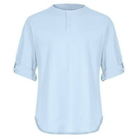 CLlios muns pamučne majice ljeto casual gumb gore Henley majica čvrsta valjana na plaži s dugim rukavima