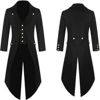 IOPQO muške jakne Muški vintage punk gotički retro haljina kaput modni dugi vjetar crni xl