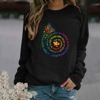 Ženska modna ležerna tušica okrugli džemper sa otvorenim sportovima pulover crni xxl