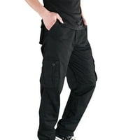 Plus size pamučne hlače ravno noge Multi džepovi čvrste boje joggeri pantne pantalone muškarci Juniori