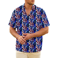 4. jula muška havajska majica SAD Nacionalna zastava gradijent grafički otisak košulje 3D print vanjski
