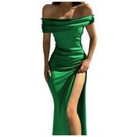 Haljine za žene žensko-ramena s kratkim rukavima s kratkim rukavima dugački seksi bodycon hemise zelena