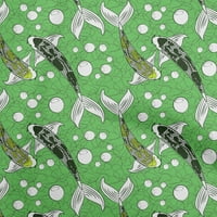 Onuone viskoze šifon zelena tkanina azijski japanski koi ribe šivene zanatske projekte Tkanini otisci