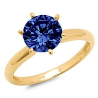 2ct okrugli rez plavi simulirani tanzanite 18k žuti zlatni godišnjički angažovani prsten veličine 4,25