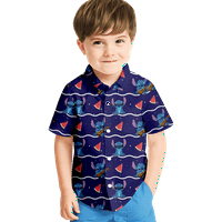 FNNYKO Hawaiian majica za muškarce dječake Lilo Stitch tiskani casual skrozleeve gumb za ispis niz havajsku