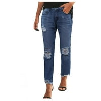 Zermoge ženske hlače na klirensu plus veličina Žene Modni suvici Slim-Fit Skinny Denim Ripped Jeans Casual Hlače