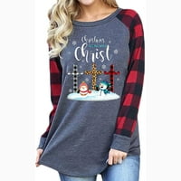 Ženska božićna majica dugih rukava pletena dukserica vrhovi labavi snjegović grafički tee xmas majice