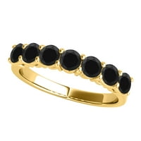 Mauli dragulji za angažovanje prstenova za žene Carat Okrugli sjajni rez crni dijamantni prsten 4-prong