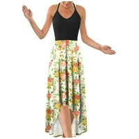 Ženske ljetne haljine bez rukava duga casual labava cvjetna plaža tiskanje maxi haljina
