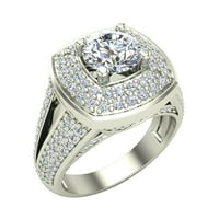 SOLITAIRE Diamond Trg Halo Split Shank vjenčani prsten 18k bijelo zlato