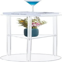 Akrilni stol za piće za mali prostor - razini mali okrugli bočni stol - Završni stol za dnevni boravak,