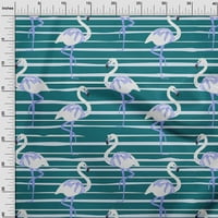 Onuone pamučna kambrska tamna teal zelena tkanina tropska flamingo sa prugama DIY odjeća za pretežnu