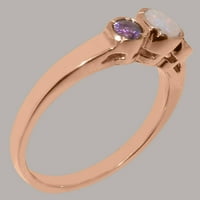 Britanska napravljena od 10k Rose Gold Natural Opal & Amethyst Womens Remise Ring - Opcije veličine
