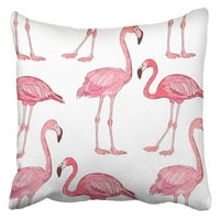 Pink party flamingo uzorak 3D stil bijeli ručni crtajući plavi rođendan prekrasan jastučni jastuk