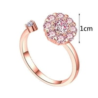 Prstenovi za žene, osporavajući ženski cirkonijski prsten, sretno ružičasti dijamant rotirajući prsten