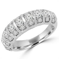 MDR140127- 1. CTW Antique Vintage okrugli dijamantni godišnjički prsten za vjenčanje u 14k bijelo zlato