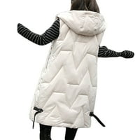 Ženski kaputi s dugim pufferima debeli pamučni pamučni bez rukava sa punim zip jakna jesen zimski kaput gornji odjeća sa džepovima