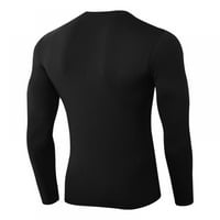 Muška majica za kompresiju dugih rukava - atletski osnovni sloj - V-izrez visoko-elastični vrhovi